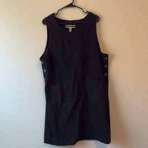 Vintage Amanda Smith black faux suede jumper style dress 16